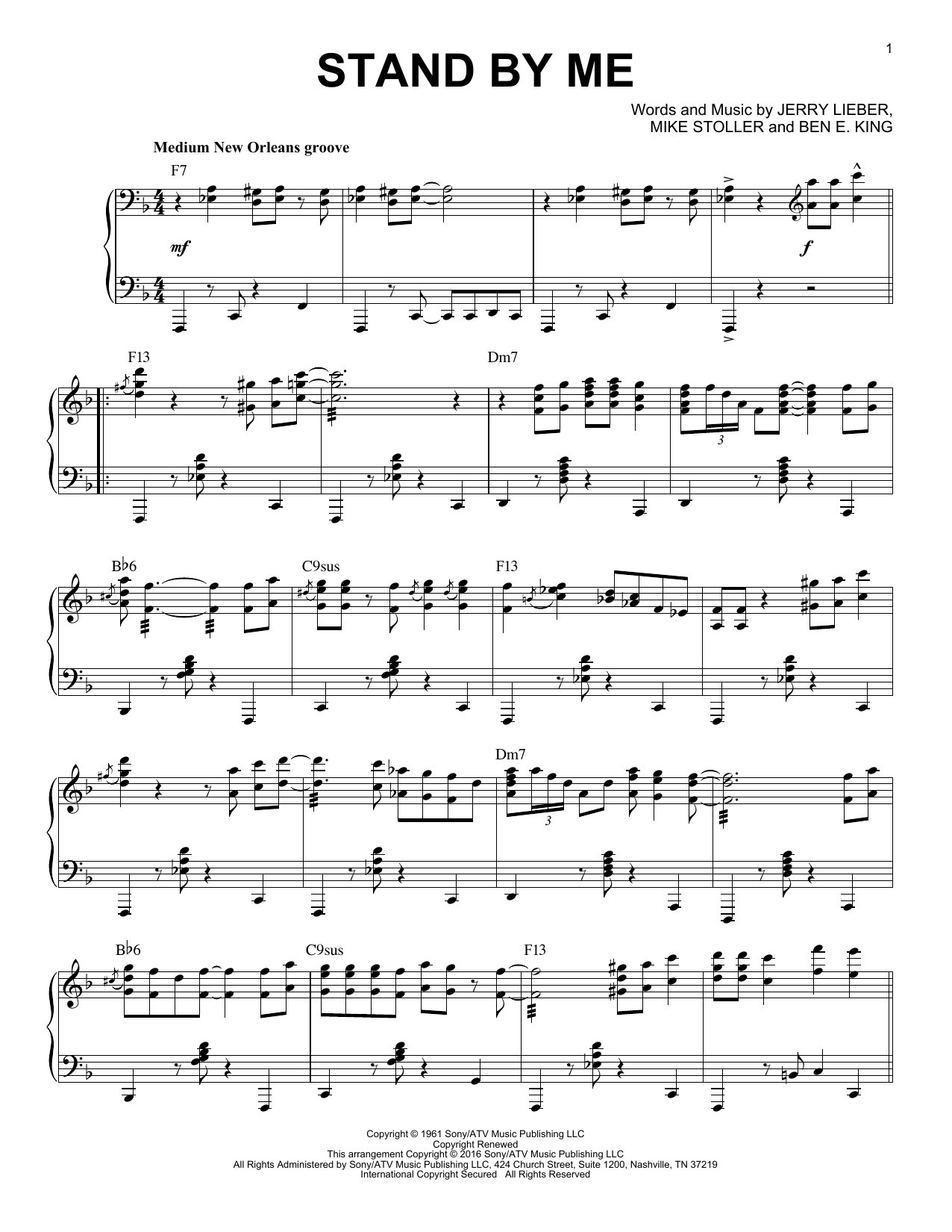 Ben E. King Stand By Me [Jazz version] (arr. Brent Edstrom) Sheet Music Notes & Chords for Piano - Download or Print PDF
