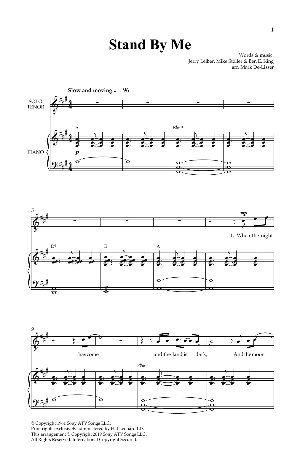 Ben E. King Stand By Me (Royal Wedding Version) (arr. Mark De-Lisser) Sheet Music Notes & Chords for SATB Choir - Download or Print PDF
