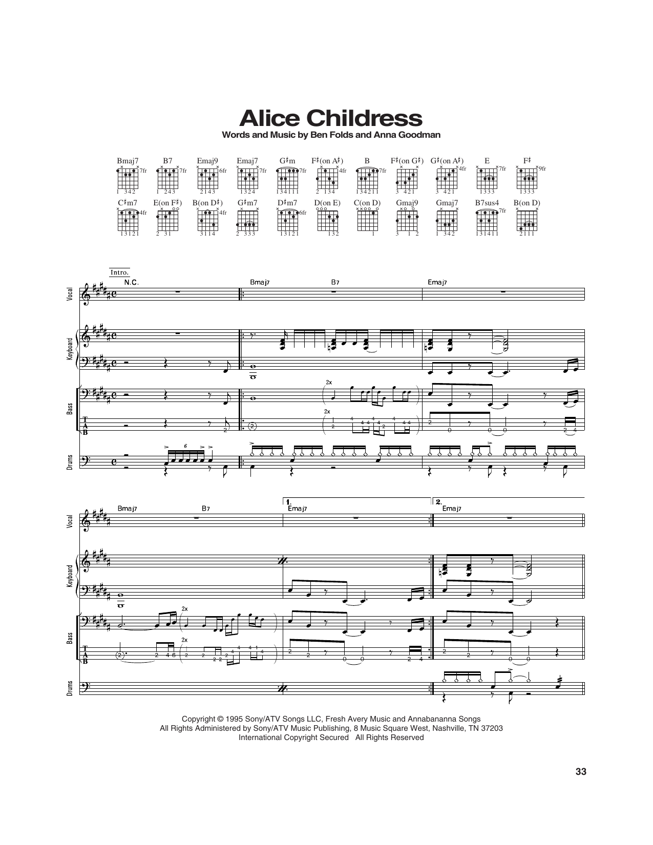 Ben Folds Five Alice Childress Sheet Music Notes & Chords for Transcribed Score - Download or Print PDF