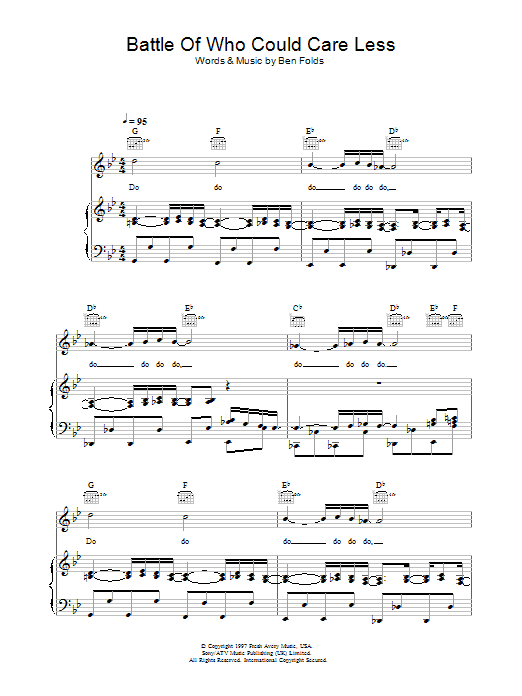 Ben Folds Five Battle Of Who Could Care Less Sheet Music Notes & Chords for Piano, Vocal & Guitar - Download or Print PDF