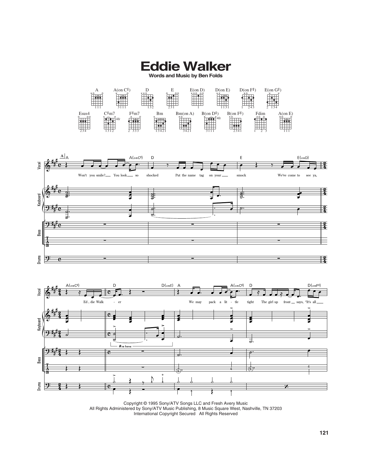 Ben Folds Five Eddie Walker Sheet Music Notes & Chords for Transcribed Score - Download or Print PDF