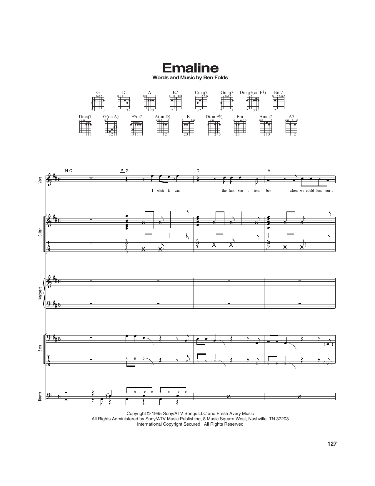 Ben Folds Five Emaline Sheet Music Notes & Chords for Transcribed Score - Download or Print PDF