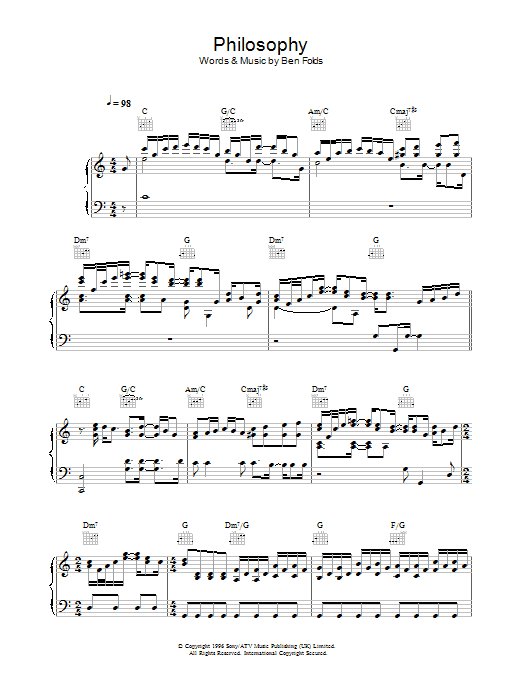 Ben Folds Five Philosophy Sheet Music Notes & Chords for Piano, Vocal & Guitar - Download or Print PDF