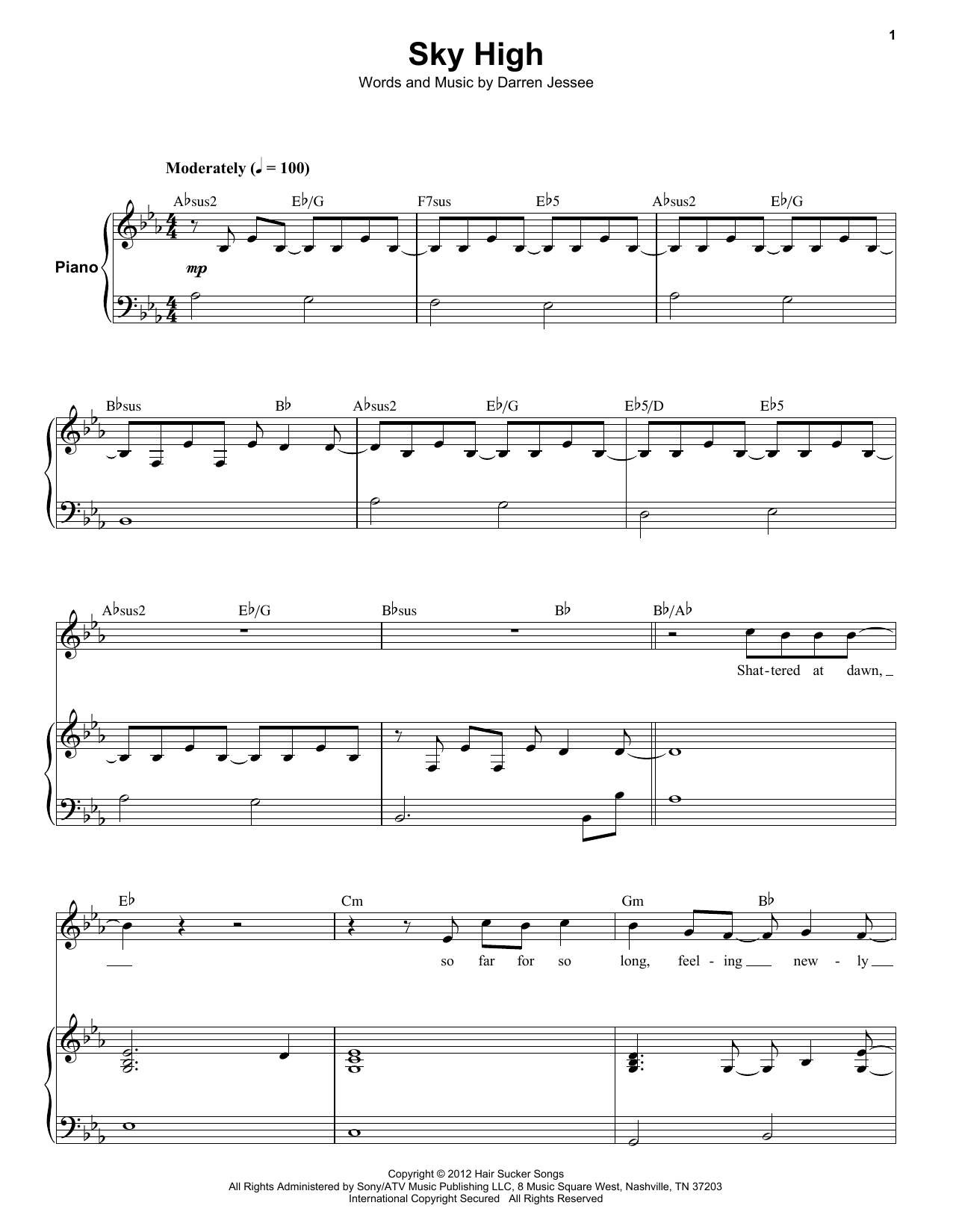 Ben Folds Five Sky High Sheet Music Notes & Chords for Keyboard Transcription - Download or Print PDF