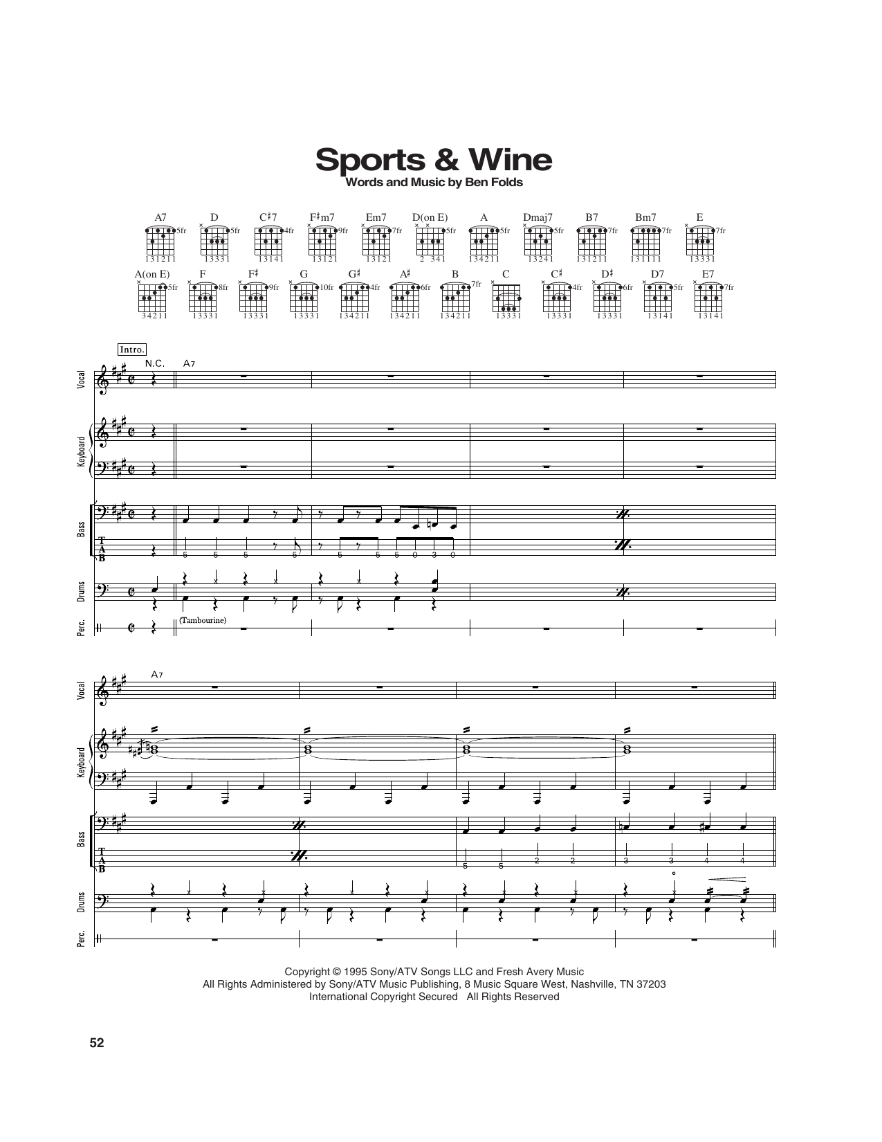 Ben Folds Five Sports & Wine Sheet Music Notes & Chords for Transcribed Score - Download or Print PDF