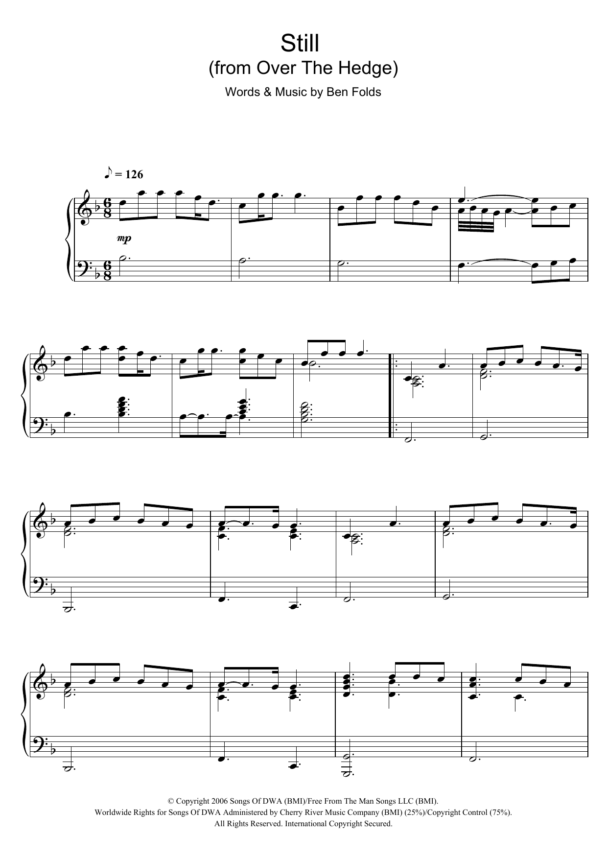 Ben Folds Five Still (from 'Over The Hedge') Sheet Music Notes & Chords for Piano - Download or Print PDF