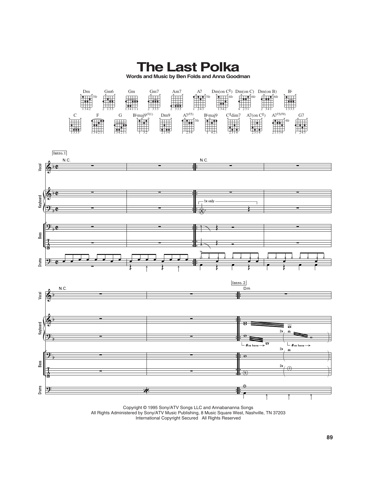 Ben Folds Five The Last Polka Sheet Music Notes & Chords for Transcribed Score - Download or Print PDF