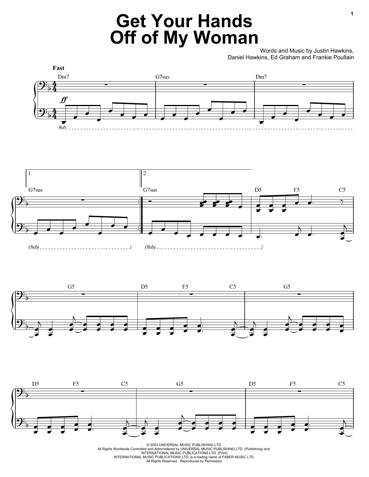 Ben Folds Get Your Hands Off My Woman Sheet Music Notes & Chords for Keyboard Transcription - Download or Print PDF