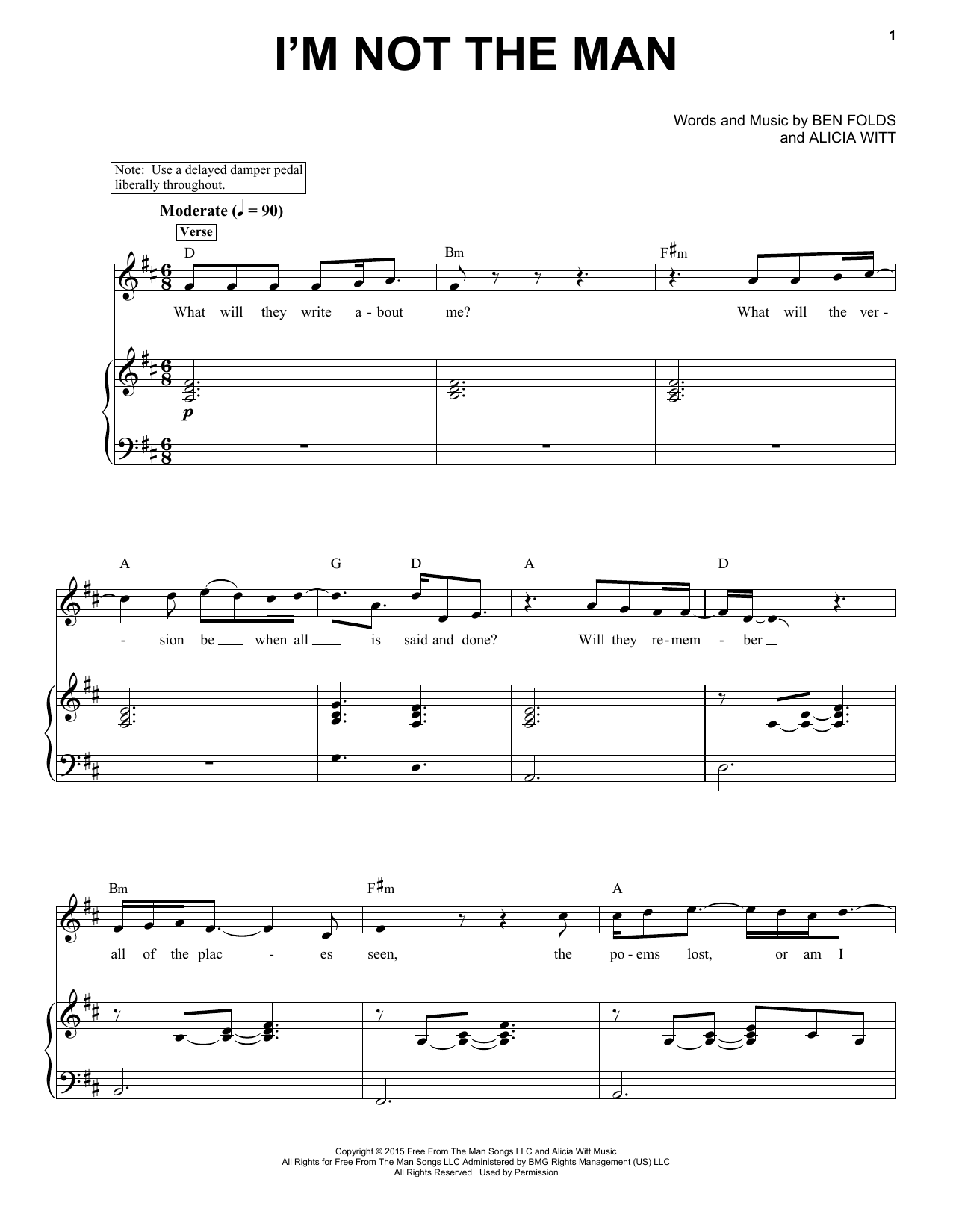 Ben Folds I'm Not The Man Sheet Music Notes & Chords for Piano & Vocal - Download or Print PDF