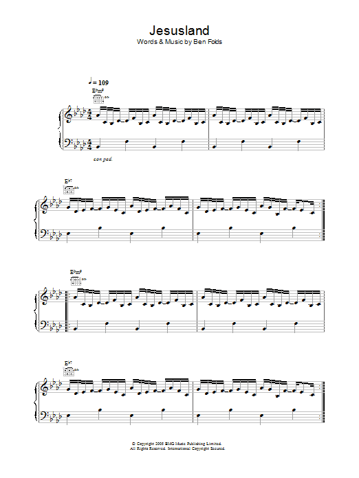 Ben Folds Jesusland Sheet Music Notes & Chords for Piano, Vocal & Guitar - Download or Print PDF