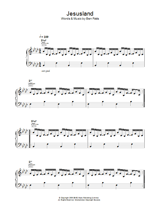 Ben Folds Jesusland Sheet Music Notes & Chords for Keyboard Transcription - Download or Print PDF