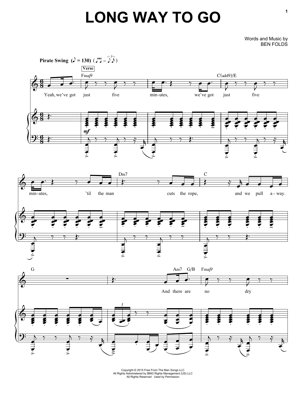 Ben Folds Long Way To Go Sheet Music Notes & Chords for Piano & Vocal - Download or Print PDF