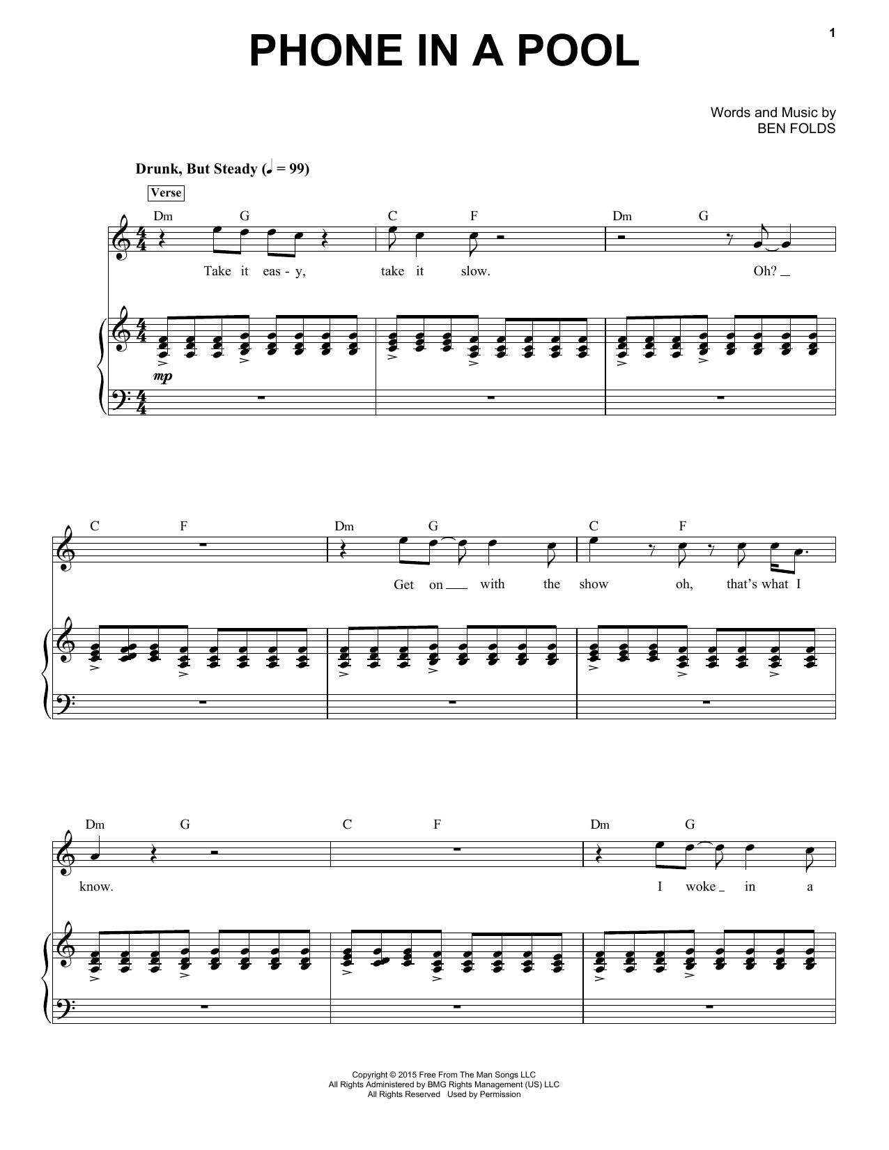 Ben Folds Phone In A Pool Sheet Music Notes & Chords for Piano & Vocal - Download or Print PDF