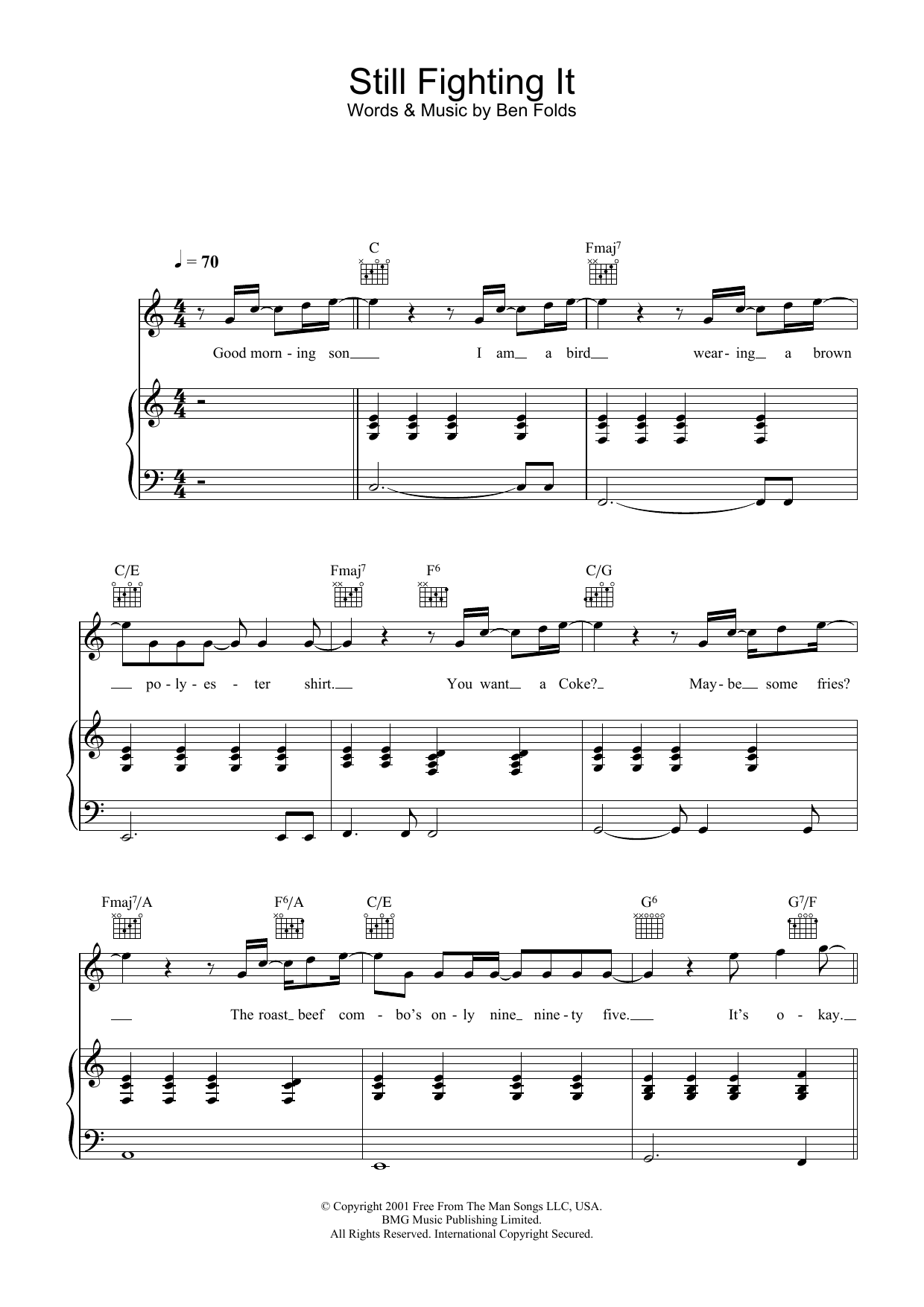 Ben Folds Still Fighting It Sheet Music Notes & Chords for Piano, Vocal & Guitar - Download or Print PDF