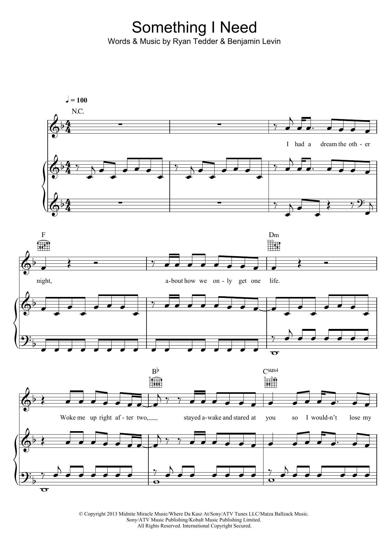 Ben Haenow Something I Need Sheet Music Notes & Chords for Piano, Vocal & Guitar (Right-Hand Melody) - Download or Print PDF
