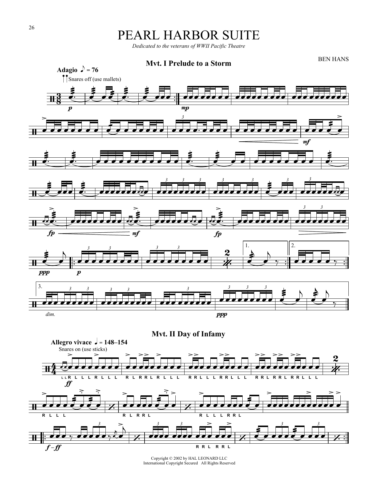Ben Hans Pearl Harbor Suite Sheet Music Notes & Chords for Snare Drum Solo - Download or Print PDF