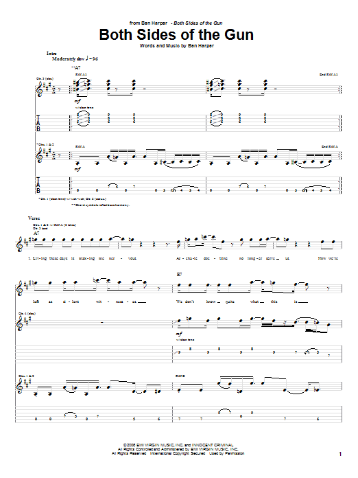 Ben Harper Both Sides Of The Gun Sheet Music Notes & Chords for Guitar Tab - Download or Print PDF Ben Harper Both Sides Of The Gun Sheet Music Notes & Chords for Guitar Tab - Download or Print PDF