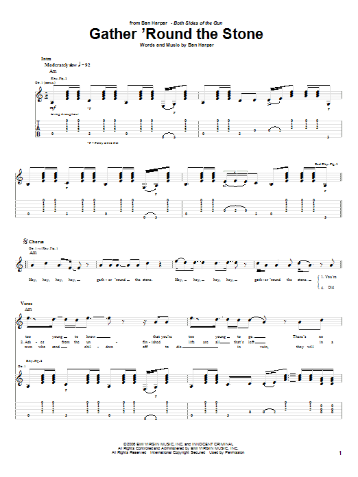 Ben Harper Gather 'Round The Stone Sheet Music Notes & Chords for Guitar Tab - Download or Print PDF Ben Harper Gather 'Round The Stone Sheet Music Notes & Chords for Guitar Tab - Download or Print PDF