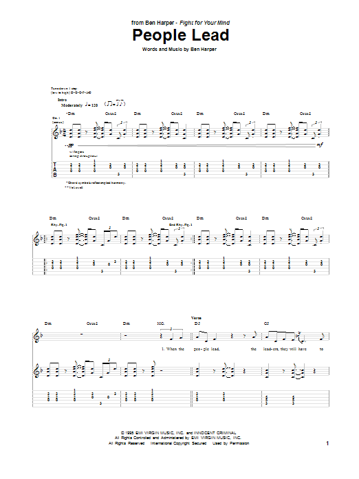 Ben Harper People Lead Sheet Music Notes & Chords for Guitar Tab - Download or Print PDF