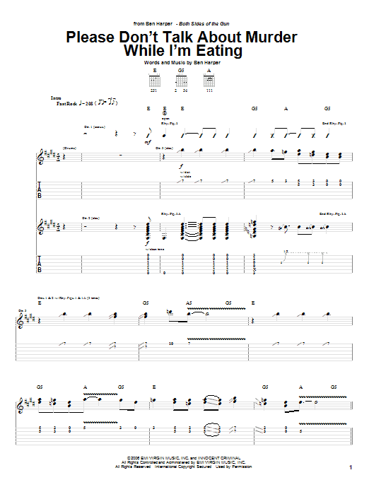 Ben Harper Please Don't Talk About Murder While I'm Eating Sheet Music Notes & Chords for Guitar Tab - Download or Print PDF Ben Harper Please Don't Talk About Murder While I'm Eating Sheet Music Notes & Chords for Guitar Tab - Download or Print PDF