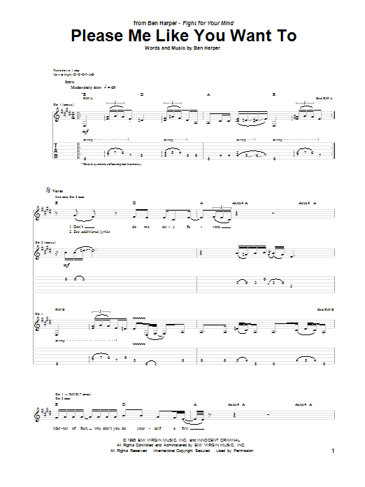 Ben Harper Please Me Like You Want To Sheet Music Notes & Chords for Guitar Tab - Download or Print PDF