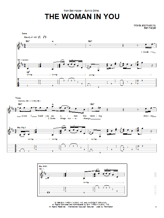 Ben Harper The Woman In You Sheet Music Notes & Chords for Guitar Tab - Download or Print PDF