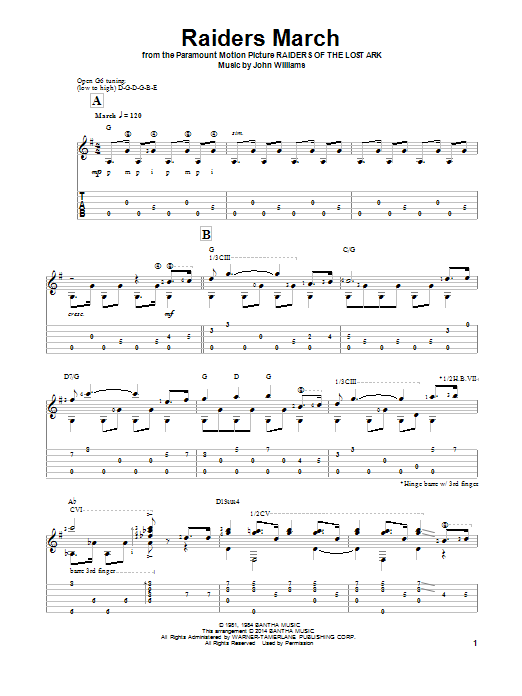 Ben Woolman Raiders March Sheet Music Notes & Chords for Guitar Tab - Download or Print PDF
