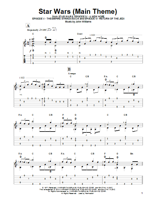 Ben Woolman Star Wars (Main Theme) Sheet Music Notes & Chords for Guitar Tab - Download or Print PDF