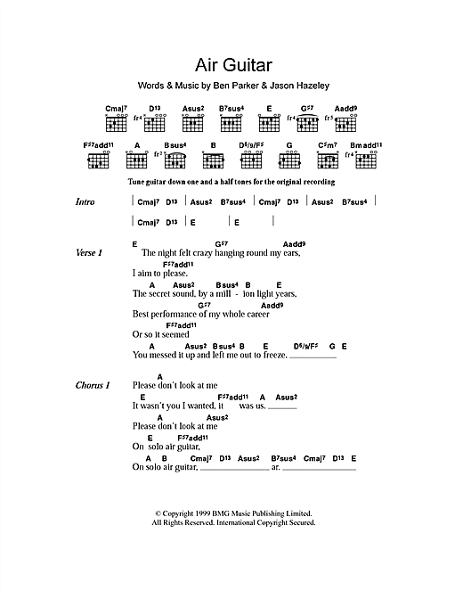 Ben & Jason Air Guitar Sheet Music Notes & Chords for Lyrics & Chords - Download or Print PDF