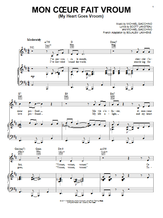 Benabar Mon Coeur Fait Vroum (My Heart Goes Vroom) Sheet Music Notes & Chords for Piano, Vocal & Guitar (Right-Hand Melody) - Download or Print PDF Benabar Mon Coeur Fait Vroum (My Heart Goes Vroom) Sheet Music Notes & Chords for Piano, Vocal & Guitar (Right-Hand Melody) - Download or Print PDF