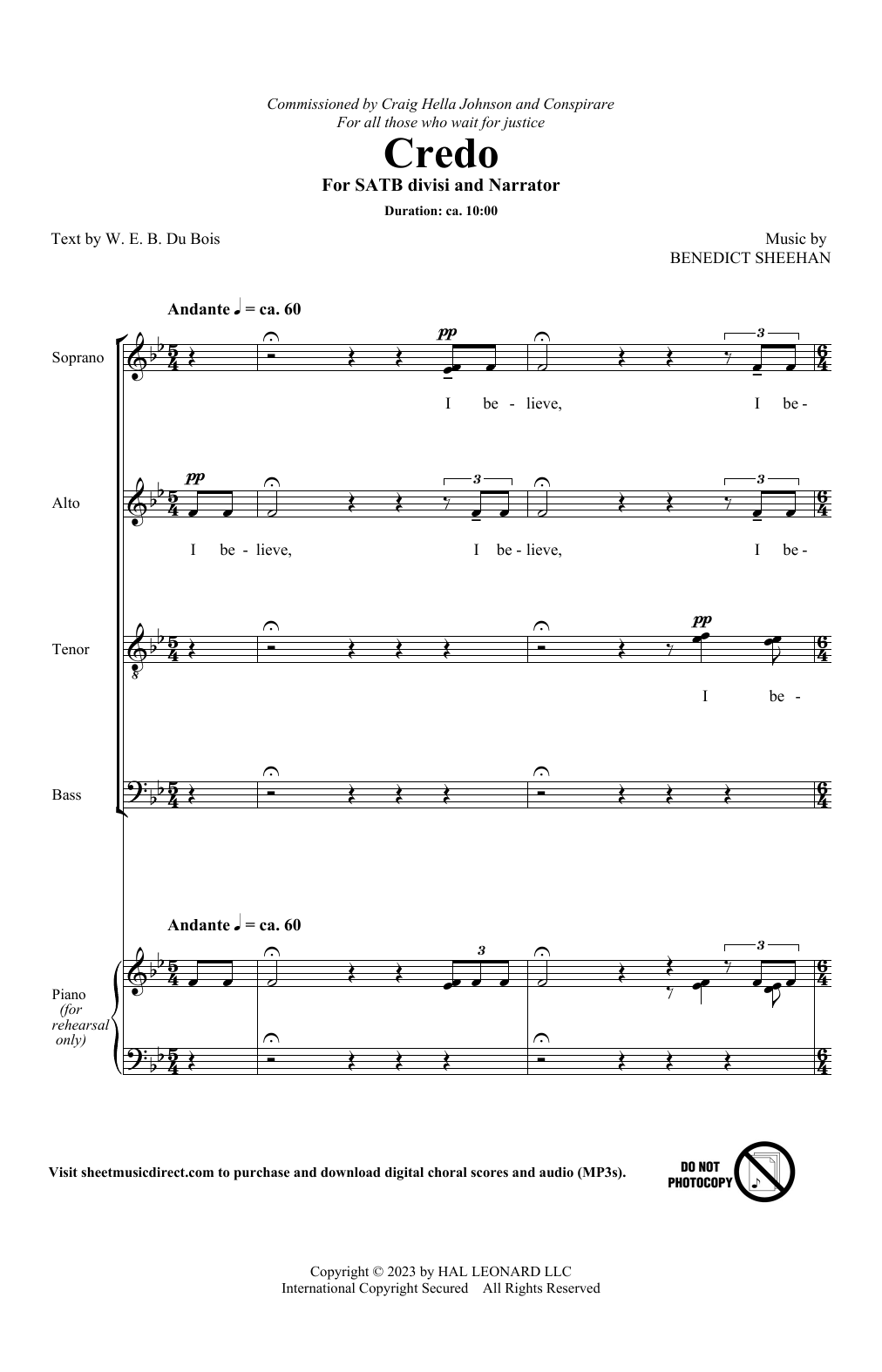 Benedict Sheehan Credo Sheet Music Notes & Chords for Choir - Download or Print PDF