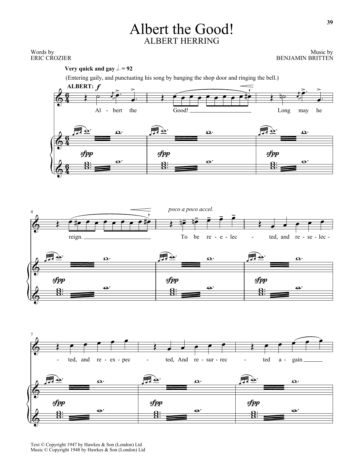 Benjamin Britten Albert The Good! Sheet Music Notes & Chords for Piano & Vocal - Download or Print PDF