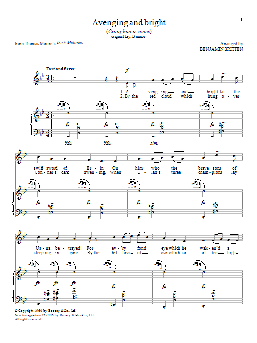 Benjamin Britten Avenging and bright Sheet Music Notes & Chords for Piano & Vocal - Download or Print PDF