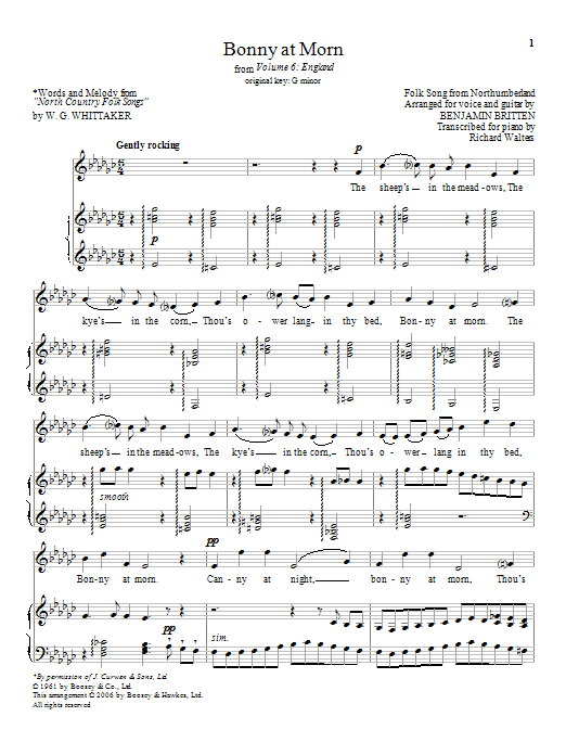 Benjamin Britten Bonny at morn (from Volume 6: England) Sheet Music Notes & Chords for Piano & Vocal - Download or Print PDF