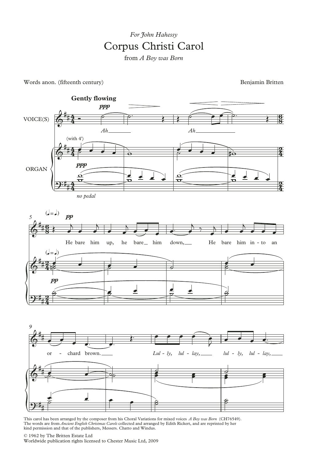 Benjamin Britten Corpus Christi Carol (from A Boy Was Born) Sheet Music Notes & Chords for Choir - Download or Print PDF