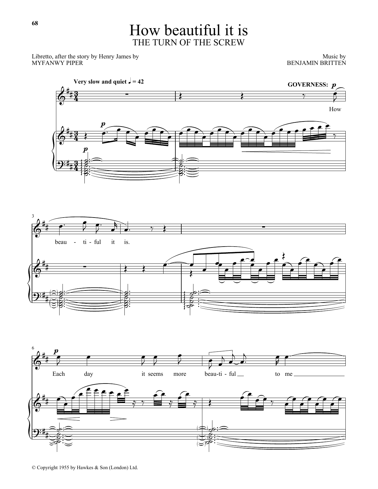 Benjamin Britten How beautiful it is (from The Turn Of The Screw) Sheet Music Notes & Chords for Piano & Vocal - Download or Print PDF