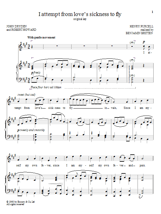 Benjamin Britten I Attempt From Love's Sickness To Fly Sheet Music Notes & Chords for Piano & Vocal - Download or Print PDF