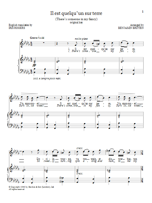 Benjamin Britten Il est qul'qu'un sur terre Sheet Music Notes & Chords for Piano & Vocal - Download or Print PDF
