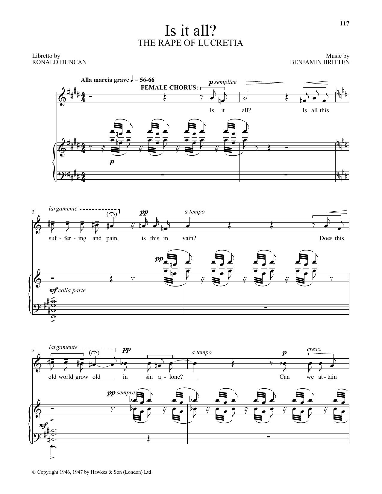 Benjamin Britten Is it all? (from The Rape Of Lucretia) Sheet Music Notes & Chords for Piano & Vocal - Download or Print PDF