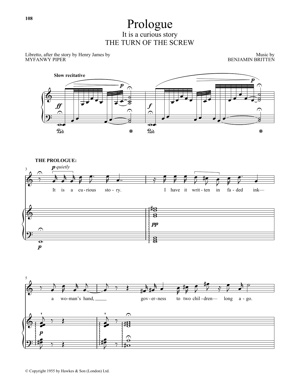 Benjamin Britten It is a curious story (from The Turn Of The Screw) Sheet Music Notes & Chords for Piano & Vocal - Download or Print PDF