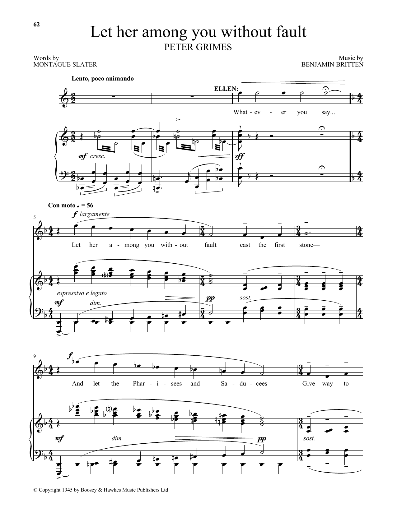 Benjamin Britten Let her among you without fault (from Peter Grimes) Sheet Music Notes & Chords for Piano & Vocal - Download or Print PDF