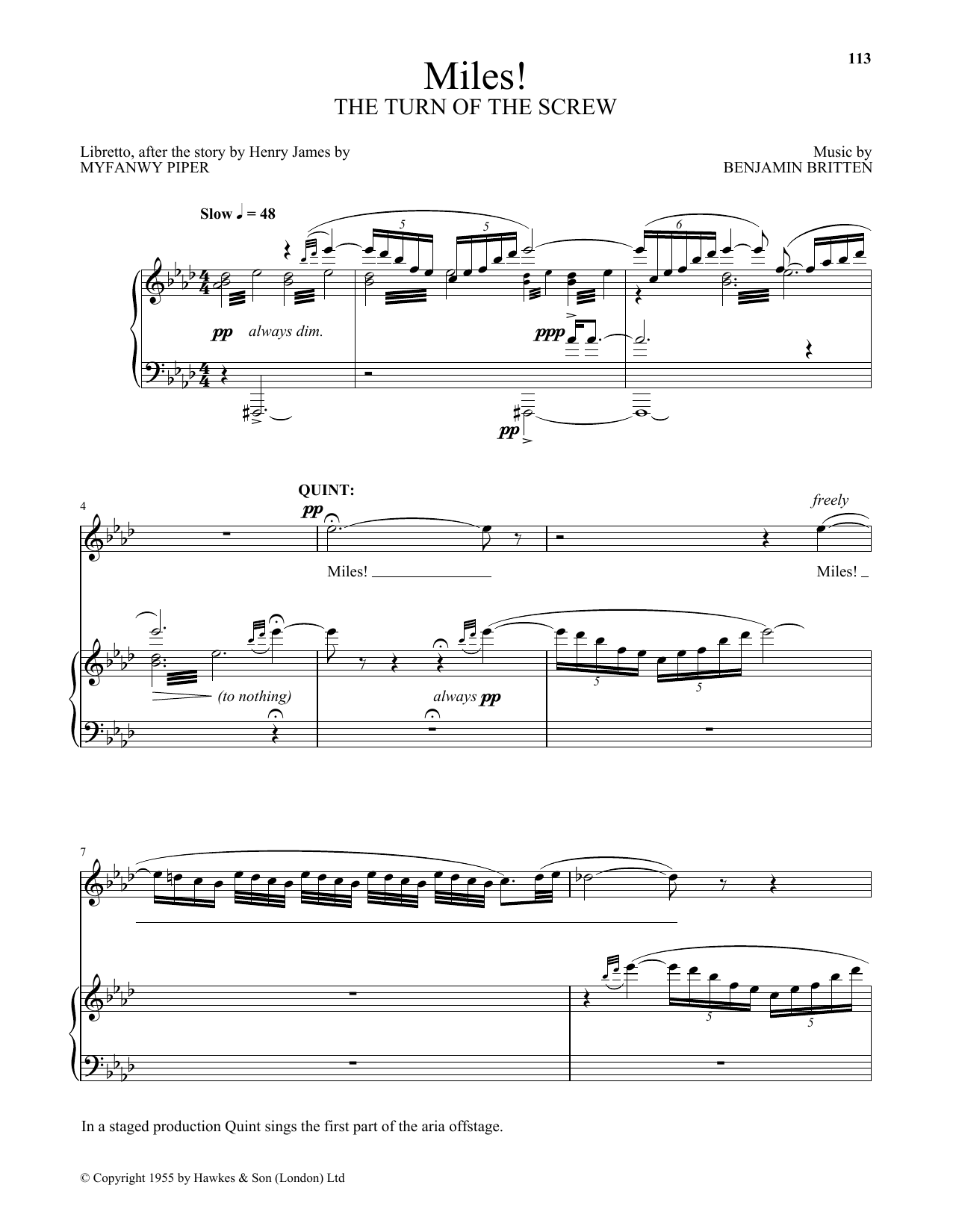 Benjamin Britten Miles! (from The Turn Of The Screw) Sheet Music Notes & Chords for Piano & Vocal - Download or Print PDF
