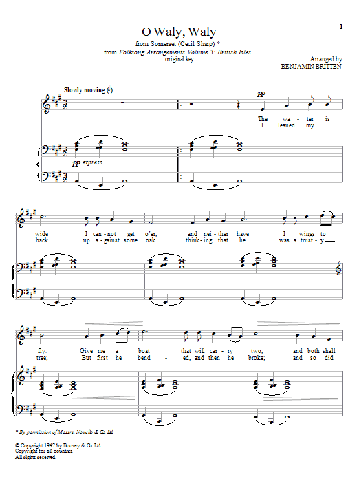 Benjamin Britten O Waly, Waly Sheet Music Notes & Chords for SATB Choir - Download or Print PDF