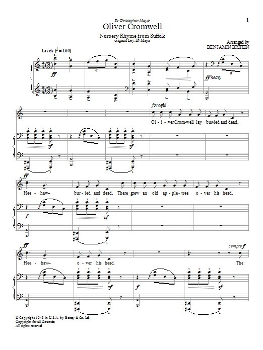 Benjamin Britten Oliver Cromwell Sheet Music Notes & Chords for Piano & Vocal - Download or Print PDF Benjamin Britten Oliver Cromwell Sheet Music Notes & Chords for Piano & Vocal - Download or Print PDF