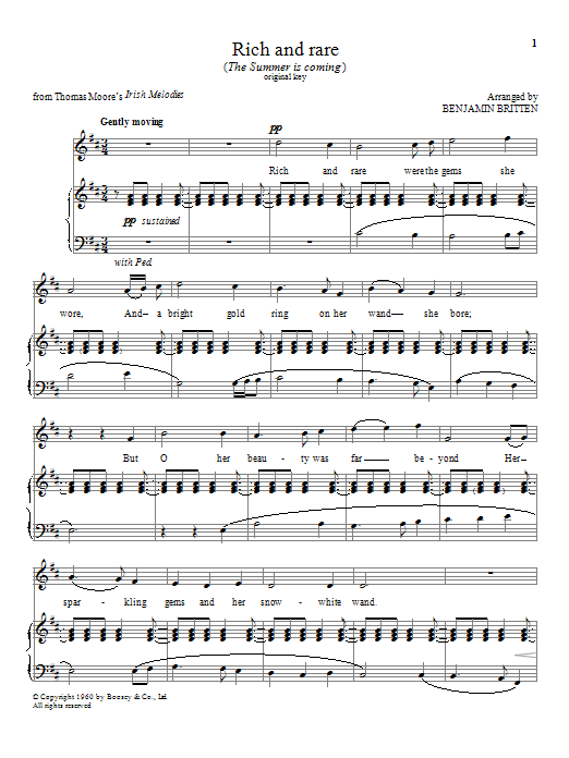 Benjamin Britten Rich and rare Sheet Music Notes & Chords for Piano & Vocal - Download or Print PDF Benjamin Britten Rich and rare Sheet Music Notes & Chords for Piano & Vocal - Download or Print PDF