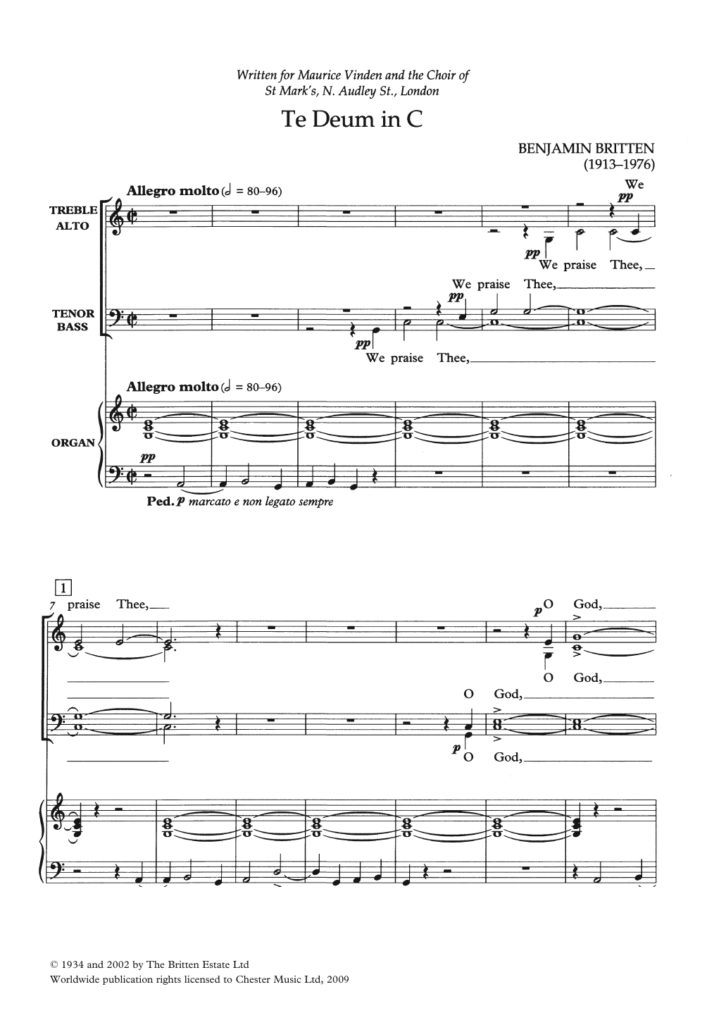 Benjamin Britten Te Deum In C Sheet Music Notes & Chords for Choral - Download or Print PDF
