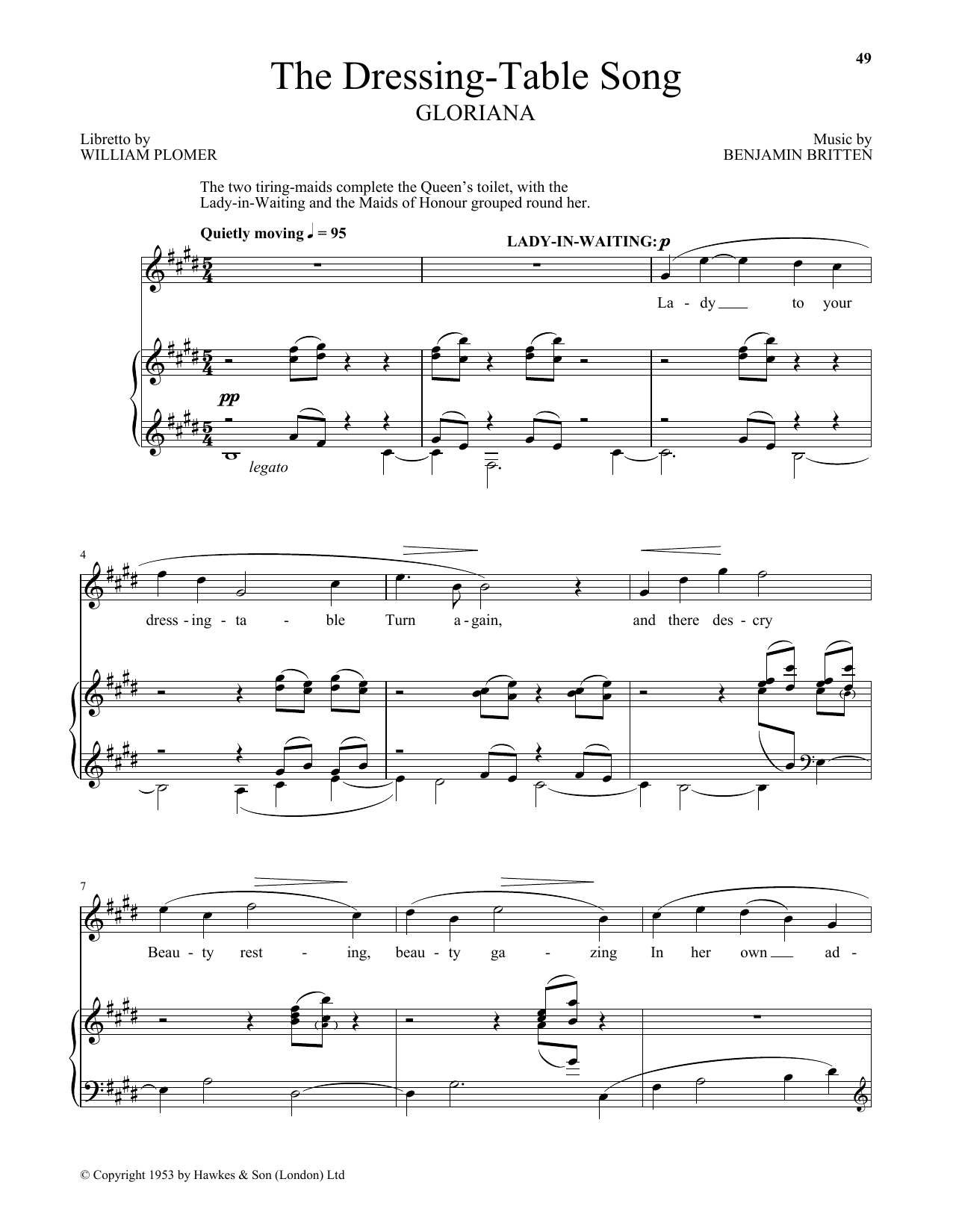 Benjamin Britten The Dressing-Table Song (from Gloriana) Sheet Music Notes & Chords for Piano & Vocal - Download or Print PDF