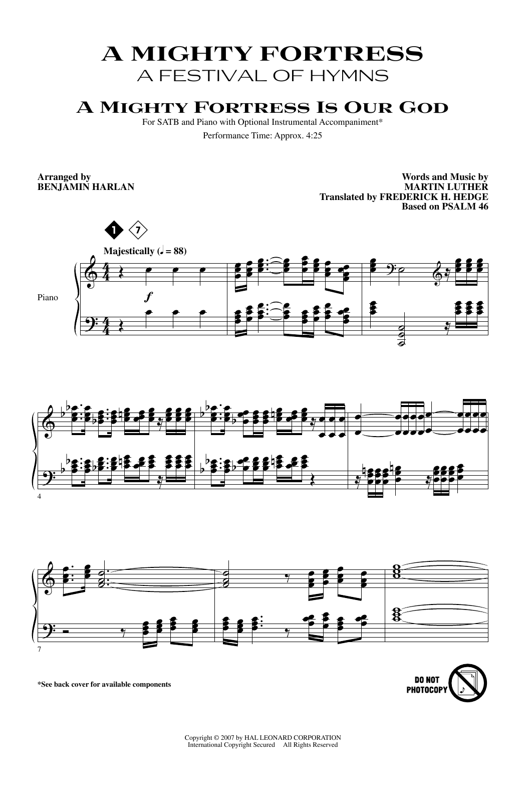 Benjamin Harlan A Mighty Fortress A Festival Of Hymns Sheet Music Notes & Chords for SATB - Download or Print PDF