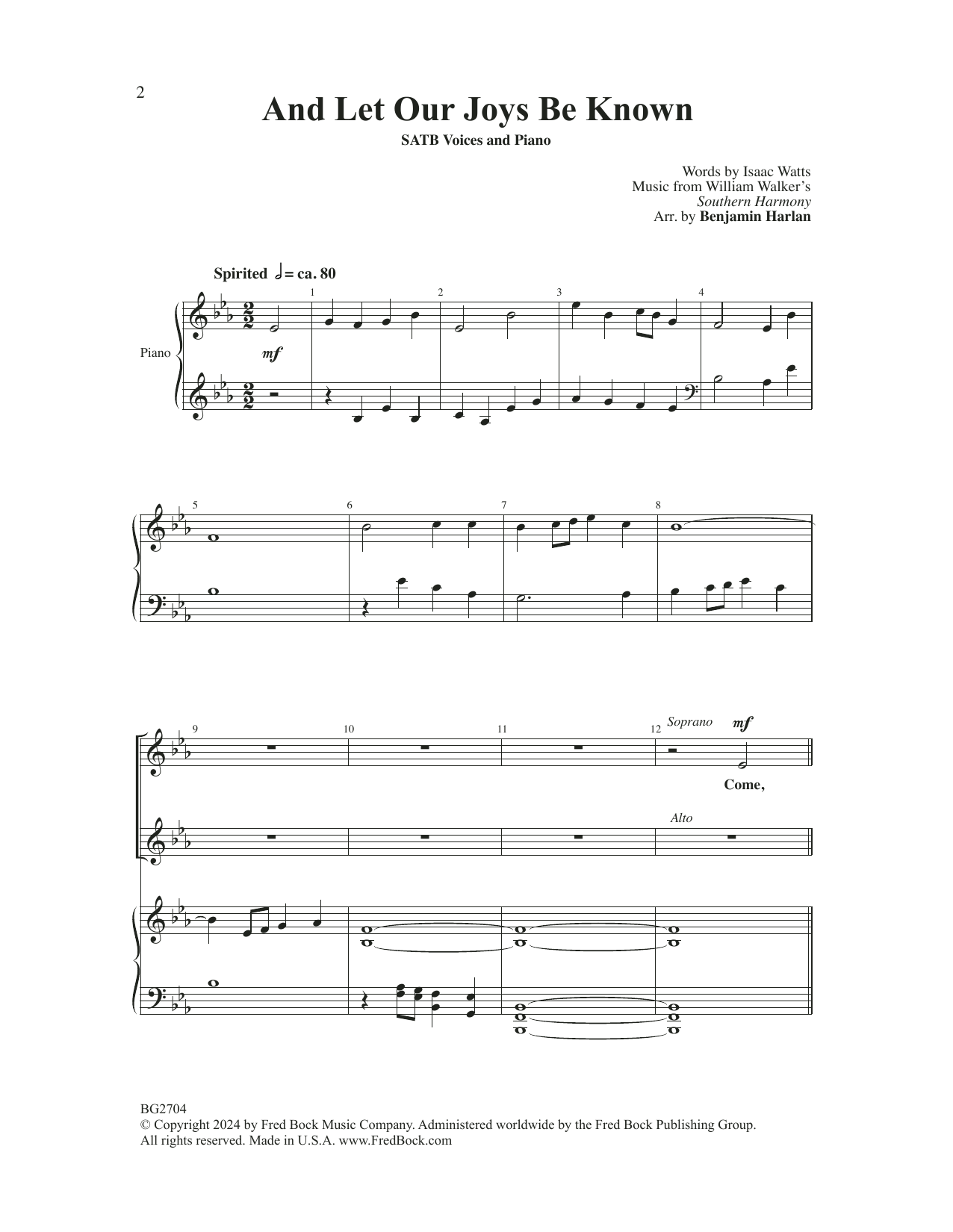 Benjamin Harlan And Let Our Joys Be Known Sheet Music Notes & Chords for SATB Choir - Download or Print PDF