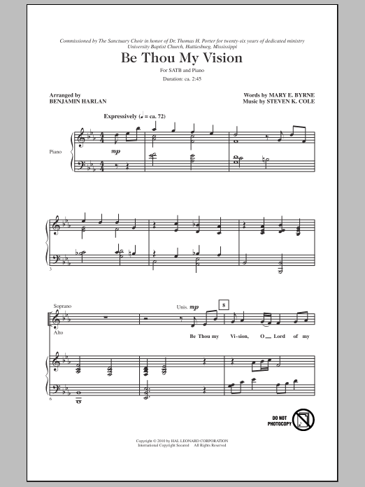 Benjamin Harlan Be Thou My Vision Sheet Music Notes & Chords for SATB - Download or Print PDF